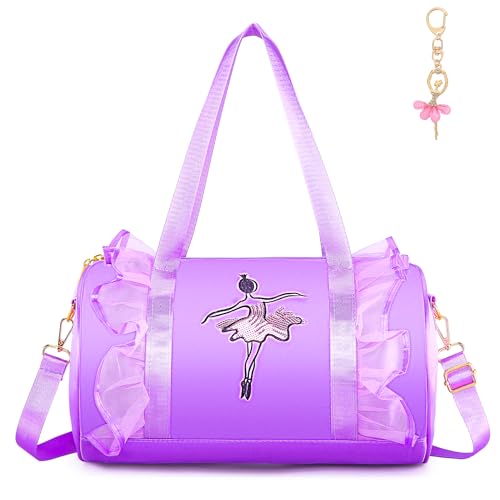 Dorlubel Cute Toddler Ballet Dance Bag for little Girl Tutu Dress Bag with Key Chain （Purple Dancer