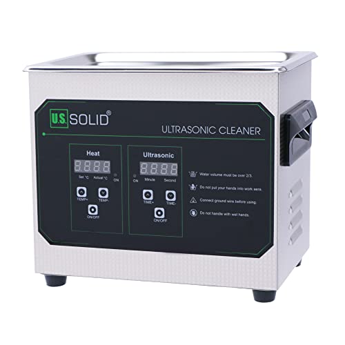 U.S. Solid Ultrasonic Cleaner, 40 KHz Stainless Steel Ultrasonic Cleaning Machine with Digital Timer and Heater for Industrial and Jewelry, 176?, FCC,CE,RoHS (3L)