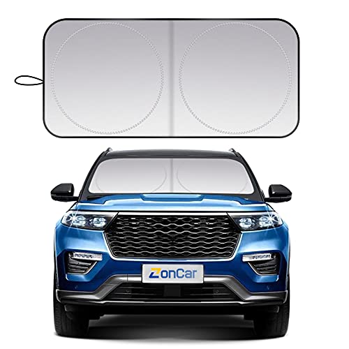 ZonCar Windshield Sun Shade fit for Most Sports Car Truck SUV Vans, Blocks UV Rays Sun Visor Protector, Foldable Car Front Window Sunshade Heat Shield Reflector Cover ( 63 x 32 in / 160 x 80 cm )