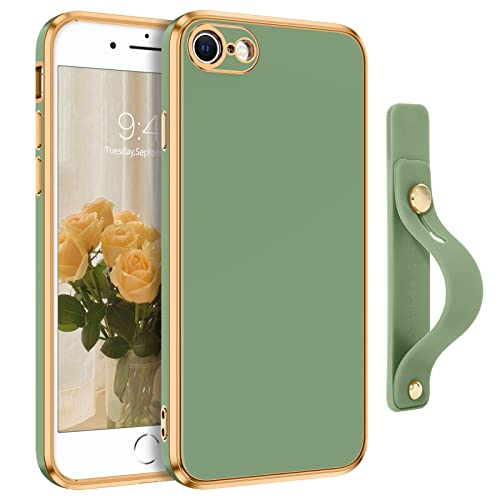 VENINGO iPhone SE Case,iPhone 7/8 Case,Slim Soft TPU with Adjustable Wristband Starp Scratch Resistant Shockproof Protective Cover for iPhone SE 2/3 4.7',Matcha Green