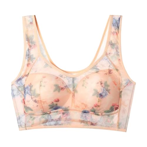 SRTUMEY Sujetadores sin aros para mujer, sostén de soporte con correa ajustable, brasier cómodo, sin costuras, talla grande, beige, 6XL