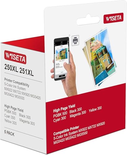 Empowering Solutions Wiseta PGI-250XL CLI-251XL IP8720 IX6820 Replacement for Canon Printer Ink 250 251 250XL 251XL Work with Pixma IP8720 IX6820 MX922 MX920 MG5220 MG7520 MG7120 (Printer Ink 250... - Image 4