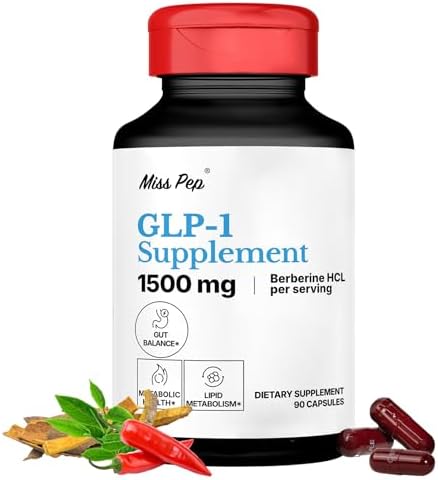 GLP-1 Supplement – High Potency Berberine HCl 1500mg with Ceylon Cinnamon, Green Tea & Cayenne Extract – Supports Appetite Control, Gut Balance & Metabolism – 90 Capsules