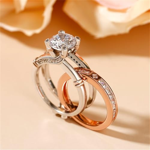 Image of Jeulia Diamond Band Rings for Women cz Sterling Silver Interchangeable Ring Sets Wedding Engagement Anniversary Promise Ring Bridal Sets