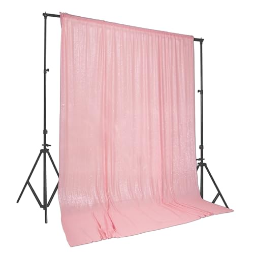 Image of PartyDelight Pink Sequin Backdrop 10x10ft 4 Inch Rod Pocket | Dense 3mm sequins on mesh backing with 4 inch rod pocket for large wedding walls group photos stages and reception displays