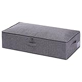 Organizadores de sábanas, caja de almacenamiento plegable debajo de la cama con asas, tapa con cremallera, organizador de mantas, ropa, edredones para dormitorio y armario (1 paquete mediano)