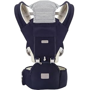 Baby Carrier with Hip Seat, YIYUNBEBE 6-in-1Baby Carrier Newborn to Toddler, Adjustable Detachable Infant Baby Holder Carrier for 7-44lbs, All Seasons Dark Blue