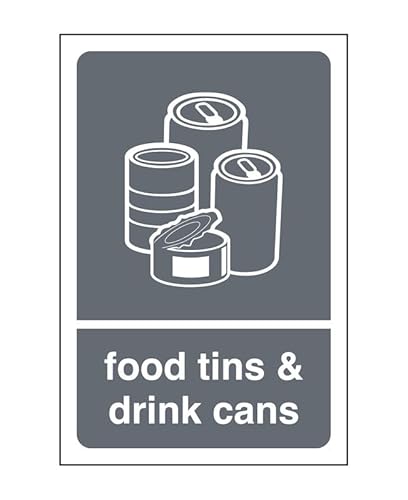 Food tins & drink cans - safety signs(Pack of 2) - 1.2mm Rigid plastic for indoor/outdoor usage (150mm x 100mm) Viewing Distance within 3m.