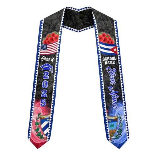 MonkeyVan Personalized Cubans American Flag Graduation Sash 2025, Cubans Graduation Sash, Cuba Graduation Stole Custom Cbs8