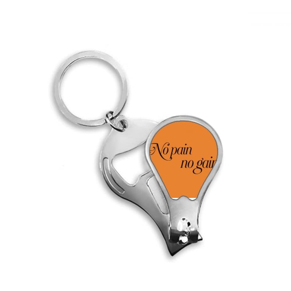 Slogan No Pain No Gain Art Deco Fashion Fingernail Clipper Cutter Opener Key Chain Scissor