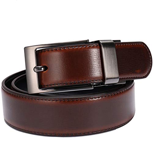 Beltox Fine Men'S Dress Belt Leather Reversible 1.25 Inch Wide Rotated Buckle Gift Box(Black Buckle With Cognac/Black Belt,30-32) thumb #6