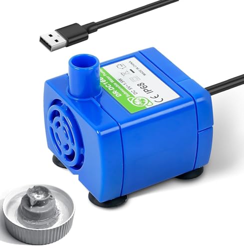 Ersatzpumpe für 2.1L Trinkbrunnen für Katze Keramik– Extrem leise Haustier-Wasserbrunnen DR-DC160 Pumpe mit 1,8 m USB-Kabel für 2.1L Katzenbrunnen Keramik (Ohne Adapter)