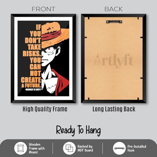 Image of ArtLyft Demon Slayer Anime Wall Frame A4 | Rengoku Quote Poster Frame | Motivational tanjiro - renguko Wall Art | Otaku Room Decor | Anim Lover Gift (Monkey D Luffy)