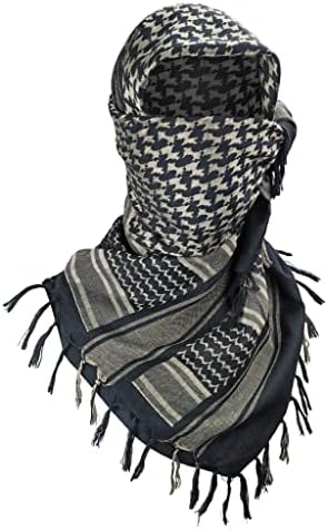 Luxns Military Shemagh Tactical Desert Scarf / 100% Cotton Keffiyeh Scarf Wrap for Men And Women