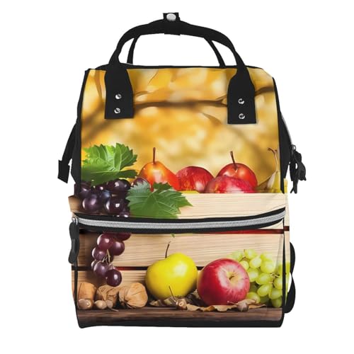 Sac à dos à langer étanche et grande capacité noir imprimé automne pour maman et papa