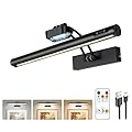Magnetic Cordless Picture Light with Remote/Touch Control & Timer, 3CCT Dimmable, Angle Adjustable 16in Metal Wall Lights with 5000mAh Battery for Artwork, Painting, Portrait, Gallery, Photo, Black
