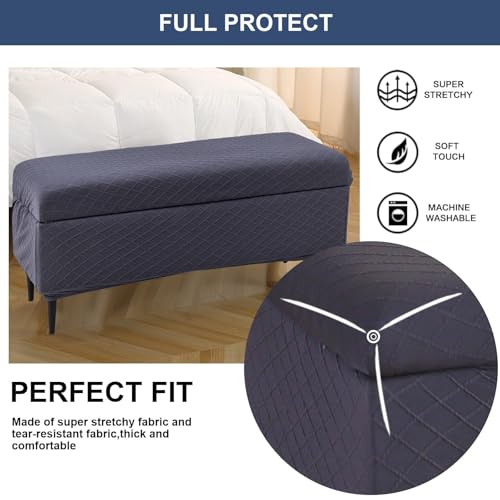 Image of FUANGUI Ottoman Cover Stretch Storage Ottoman Bench Slipcover Printed Folding Storage Bench Ottoman Cover Footrest Stool Slipcover Footstool Protector Cover with Elastic Bottom, Large