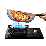 Ღ【Rangué: Le poêle à gaz est fait de cadre en acier inoxydable et de verre, de grille en fonte et de verre trempé, ce qui rend votre poêle sûr et élégant, la cuisine est toujours propre et bien rangée.