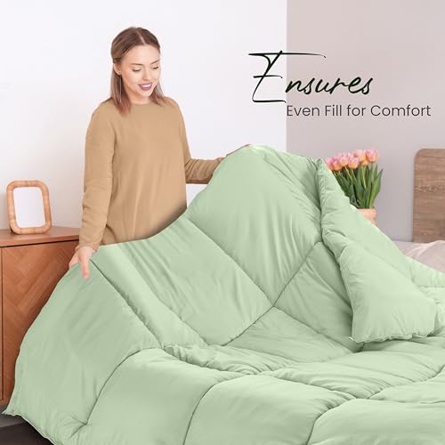 Utopia Bedding Comforters King Size, All Season Duvet Insert, Down Alternative Box Stitched Bed Comforter with Corner Tabs, Machine Washable (Sage Green)