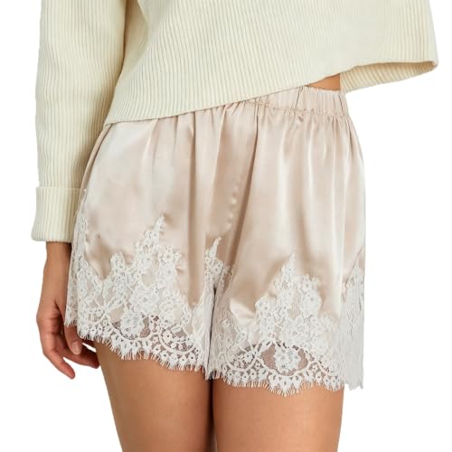 Lace Trim Shorts for Women Satin Silk Y2k Mini Shorts Coquette Bottoms