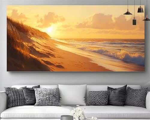Broderie Diamant Kit Complet Plage Décoration Salon Grand Format 100x300cm DIY