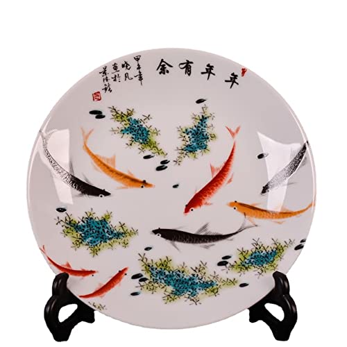 Jingdezhen - Plato decorativo de cerámica (20 cm), diseño de flores