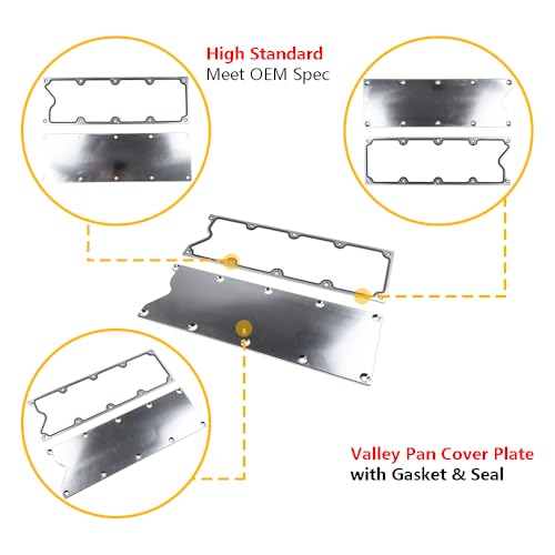 Image of LS Gen 3 Valley Pan Cover Plate Low Profile w /Gasket, Seal | Compatible with GM LS Gen III Engine LSX LS1 LM7 LR4 LQ4 LS6 L59 LQ9 LM4 L33, Chevy GMC Sierra | OE# 551629 12558178 MS19328 (Silver)