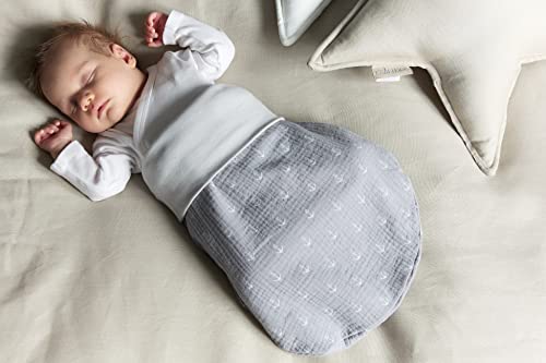 KraftKids Trappelzak mousseline grijs anker voor de herfst/winter van mousseline katoen en warm fleece verkrijgbaar in twee maten - Afbeelding 3