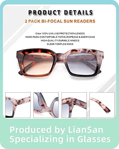 Liansan Oprah Style Bifocal Sunglassses Reading Glasses For Women With Spring Hinge Fashion Ladies Top Clear Sun Readers（2 Colors,2.25 #TOP3