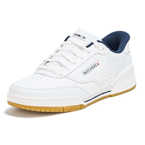Skechers Men's Recoil Hands Free Slip-Ins Sneaker, White/Navy, 12