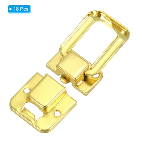 Image of PATIKIL Toggle Catch Lock 1.5 inch x 1 inch, 18 Pack Metal Buckle Hasp Lock Latch Clasp for Jewelry Box Wooden Case Decoration, Gold