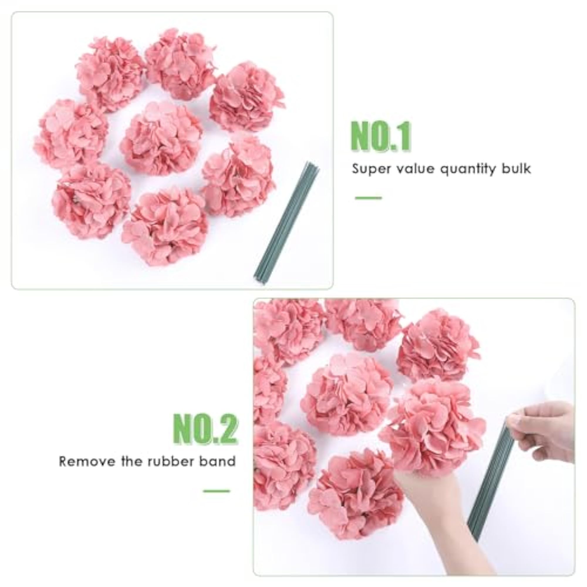 65pcs Dusty Rose Fake Flowers Hydrangea Bulk