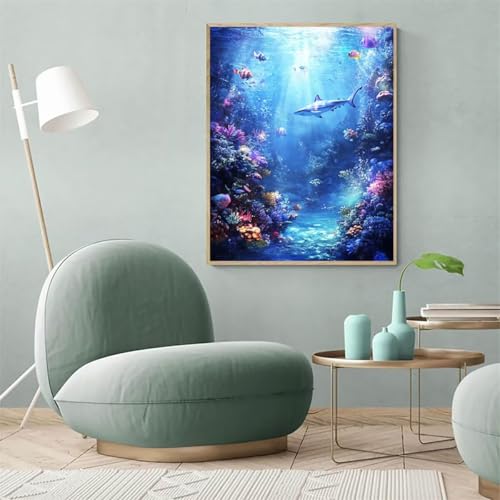 Kit Broderie Diamant Requin 5D complet 70x95cm pour décoration murale