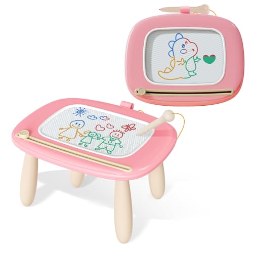 Kikidex Kleinkinder Spielzeug Alter 1-3, Magnetisch Zaubertafel, Mädchen Spielzeug für 1-2 Jahre, Magic Painting Board Lernspielzeug für 1 2 3 Jahre Baby Kinder, Geburtstag Geschenk (Rosa)