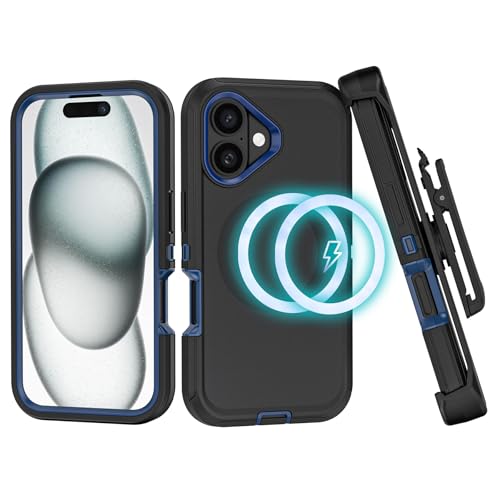 Tmidvfv Y3154 Compatible With Iphone 16 Case, With Belt Clip Holster Heavy Duty Rugged Shockproof Magnetic Wireless Charging Full Body Protection Kickstand Cover cover