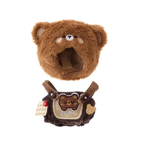 CALEMBOU Plush Doll Clothes, 4 Inches Cute Animal Series Plush Doll Clothes for 10cm Plush Doll, Kawaii Doll Clothes Accessories Set for Birthday Gifts (Brown Bear Set)