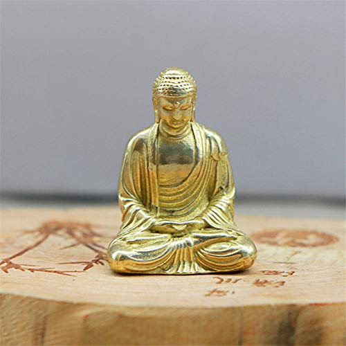Sculpture Bouddha assis en laiton massif Kelieqa objet d'art artisanal pour bureau raffiné