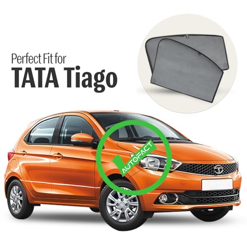 Image of Autofact Car Sunshades for Tata Tiago, UV Protection, Useful Car Accessories, Custom fit Sun Shades for Side Windows, Set of 4