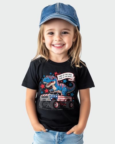 Habudda Boys 4th of July Shirt, Girls Kids Toddler USA Shirts, Red White and Blue American Flag Patriotic Tee 2T-8T3