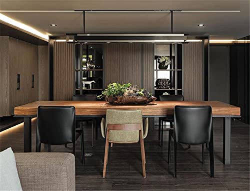 Niuyao Industrial Wood Rectangle Dining Table Solid Wood Dining Table Pine Tabletop Furniture With 4 Black Metal Legs Pedestal In For Dining Room Kitchen -94.5" L X 39.5" W X 29.5" H #TOP5