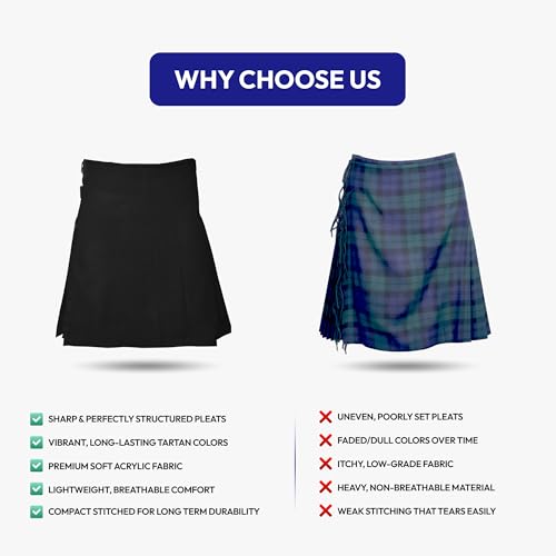 Image of 8 Yard Mens Kilt - Authentic Tartan Kilt for Men Highland Outfit for Weddings & Traditional Scottish Wear