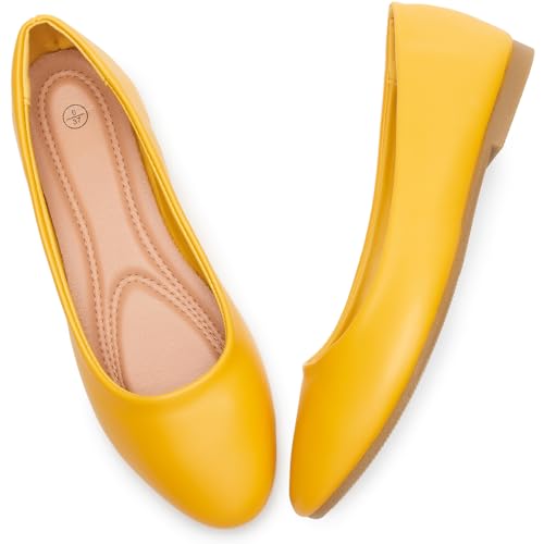 Image of Women's Ballet Flats Shoes Dress Slip on Shoes | PU Leather Teacher Business Casual Loafers Non Slip Low Heel Dressy