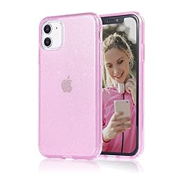 JJGoo Compatible with iPhone 11 Case, Glitter Sparkle Bling Anti-Scratch Shockproof Protective Flexible Phone Cases Cute Slim Thin Cover for Women Girls (6.1 inch) 2019 -Pink Glitter