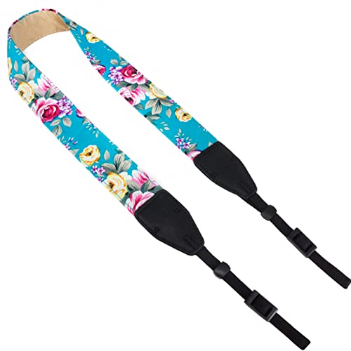 Wolven Pattern Cotton Camera Neck Shoulder Strap Belt Compatible With Dslr/Slr/Men/Women Etc, Green Flower #TOP3