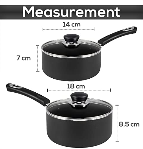 Utopia Kitchen Nonstick Saucepan Set with Lid - 1 Quart and 2 Quart Multipurpose Pots Set Use for Home Kitchen or Restaurant (Grey-Black) Utopia Kitchen Nonstick Saucepan Set with Lid - 1 Quart and 2 Quart Multipurpose Pots Set Use for Home Kitchen or Restaurant (Grey-Black)