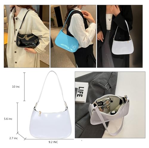 Image of Patent Leather Clutch Purse Shiny Evening Handbags for Women Armpit Shoulder Bag MINI Hobos