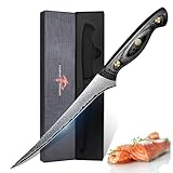 Purple Dragon Damast Filetiermesser 18cm - Flexibles Ausbeinmesser mit VG10 Kernen - Küchenmesser mit Full Tang Holzgriff -Geschenk für Männer und Frauen