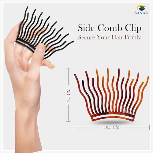 Image of Sanas French Comb (4 Pcs) Hair Clips For Women Side Comb Set For Bun, Juda Accessories For Women Hair Comb Clips, Hair Fork Stylish Hair Slides (Trendy Multi Colour Pack) (4 Pcs)
