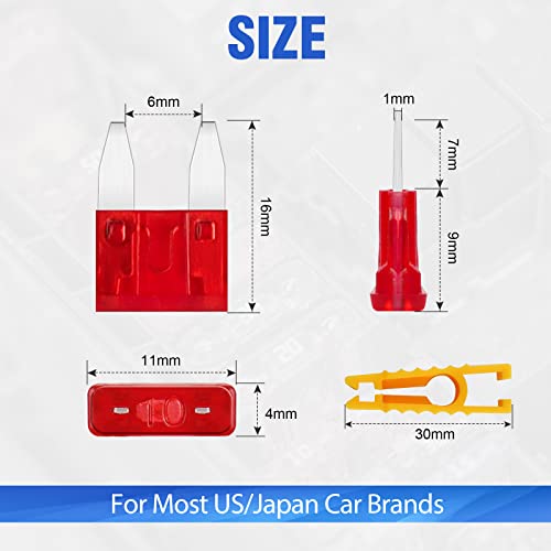 Bolatus 20Pcs Car Fuses 10A Mini Blade Fuses Automotive Replacement Fuse for Caravan Motorcycle Truck RV + Fuse Puller - Image 3