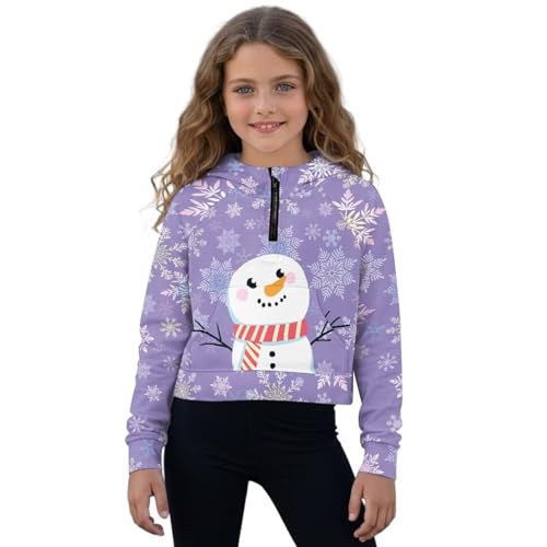 Girls Half Zip Hoodies Size 5-14 Long Sleeve Hooded Sweatshirt for Girls Comfy Tops Pullover Workout Athletic Top
